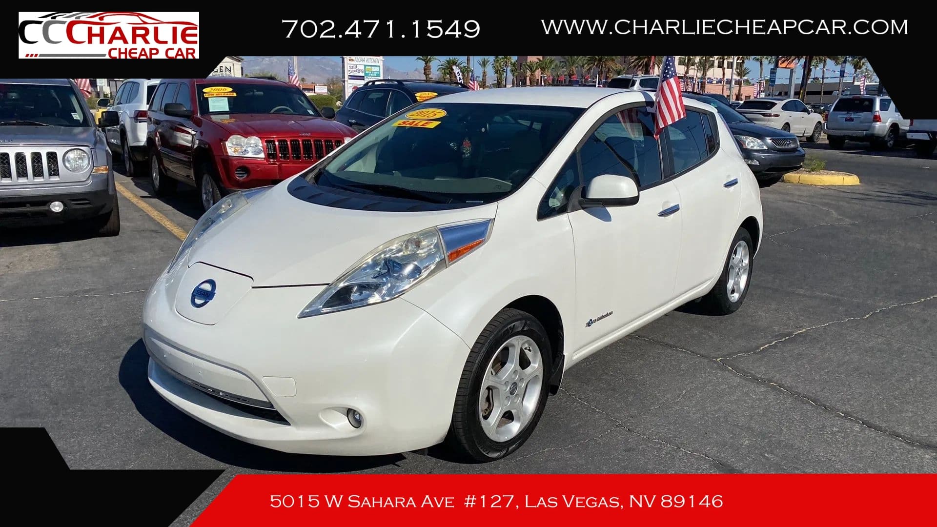2015 Nissan Leaf SV, White — Charlie Cheap Car, Las Vegas